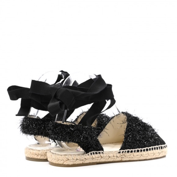 Chanel Fabric Tweed Suede Grosgrain CC Espadrilles - Picture 4 of 7